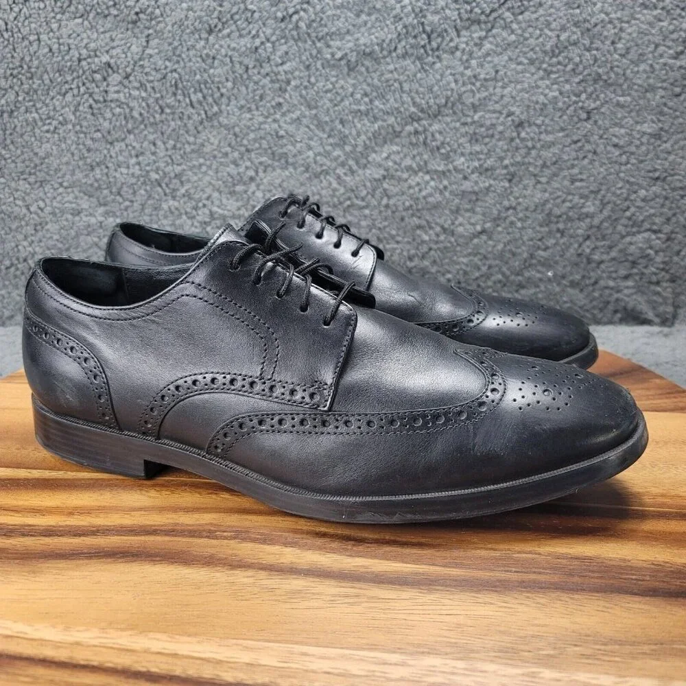 Cole Haan Grand OS Jefferson Shoes Black Leather Mens 9.5 M Oxford Dress C23793‎